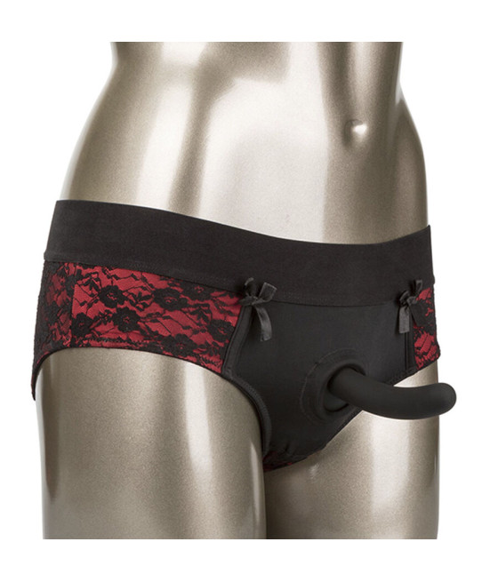 CALEXOTICS - CONJUNTO DE CALCINHAS SCANDAL CROTCHLESS COM DILDO TAMANHO P/M