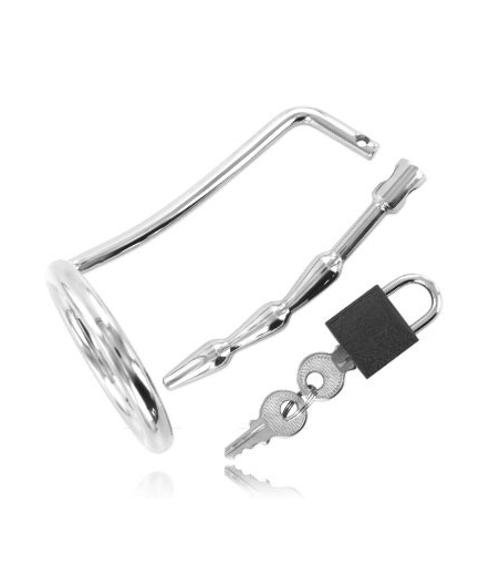 METAL HARD - ANELLO PER TESTICOLI CON TAPPO DI CASTIT URETRALE