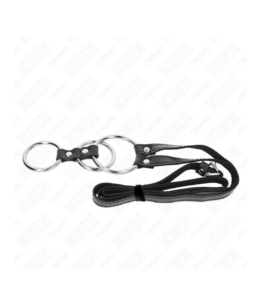 KINK - DREIFACH METALL PENISRING 3,8 CM BIS 5 CM MIT LEDERGURTE 112 CM
