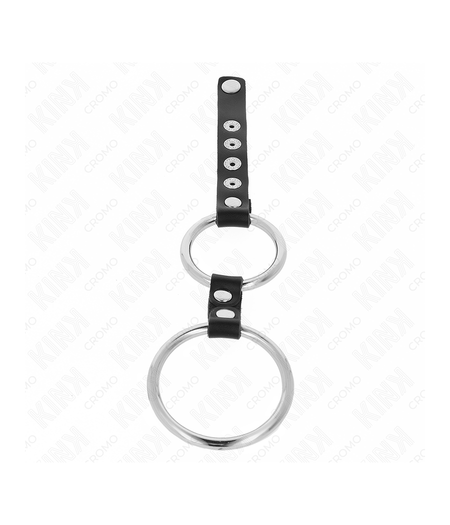 KINK - DOPPELTER PENISRING AUS METALL 3,8 CM BIS 5 CM MIT LEDER VERBUNDEN