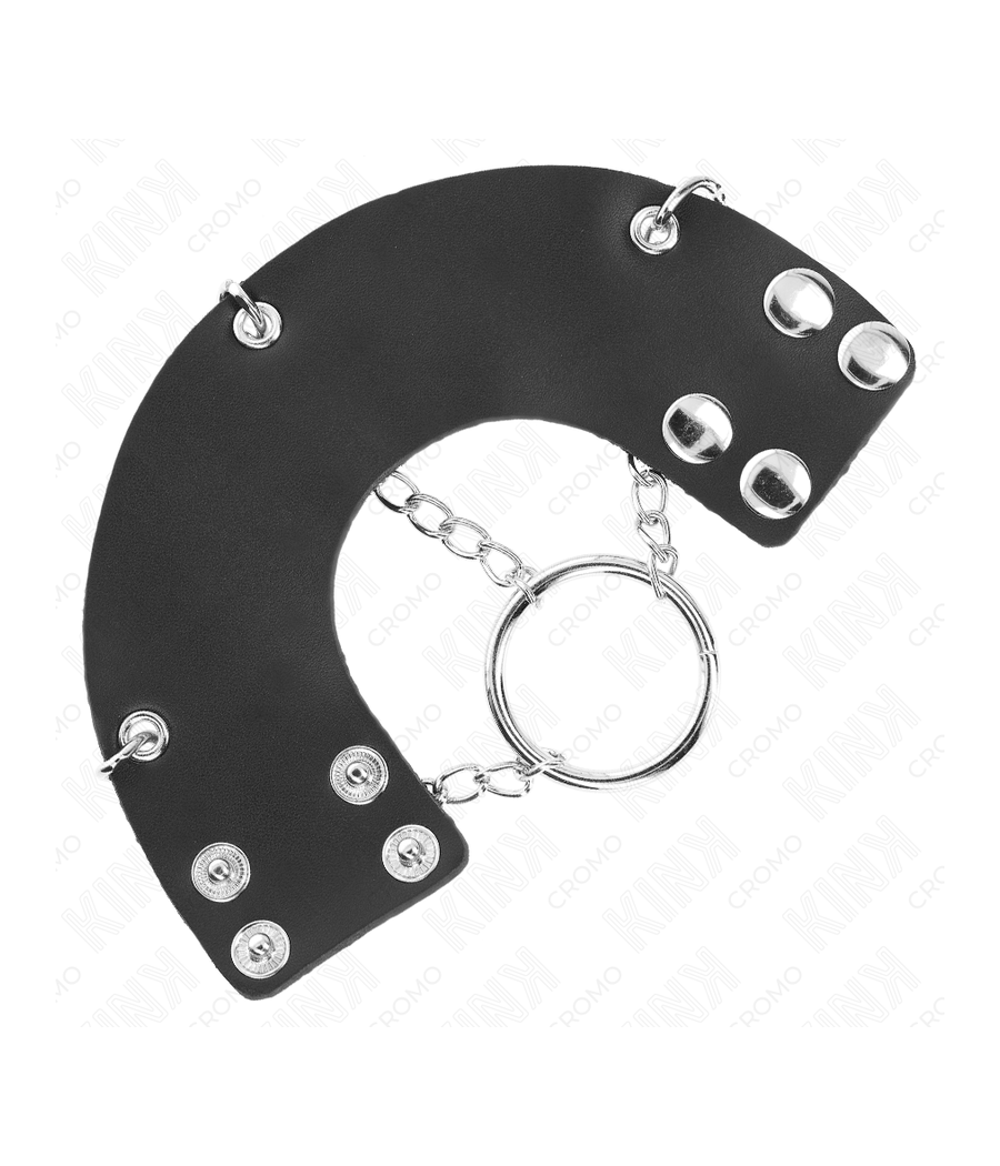 KINK - ANILLO PENE 4 CM CADENA 7 CM METAL CON CINTURÓN CUERO