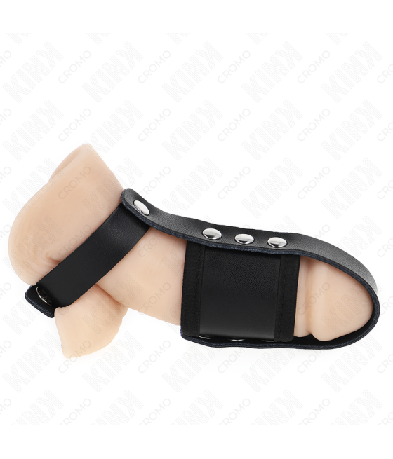 KINK - PENISKÄFIGRING AUS LEDER MIT VERSTELLBAREM BESCHICHTETEM HOCKENTRENNERGURT