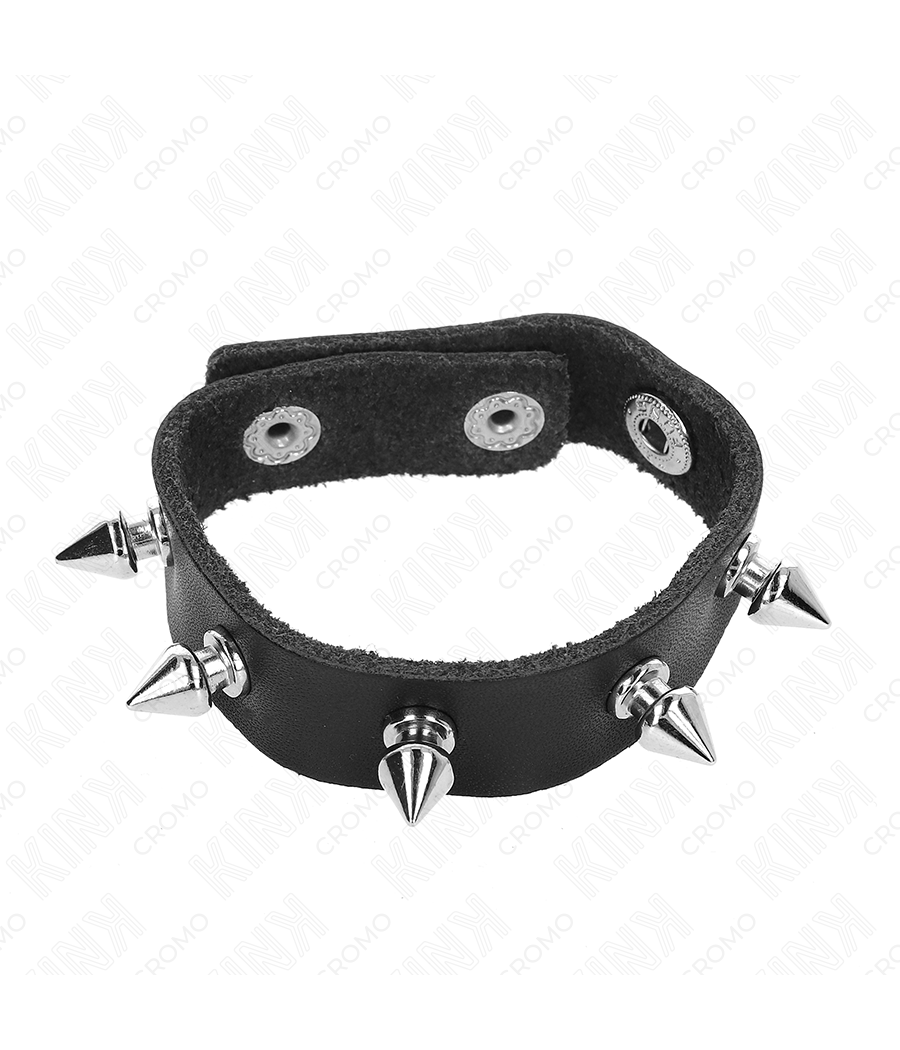 KINK - LEATHER PENIS RING WITH SPIKES 21.5 X 1.6 CM