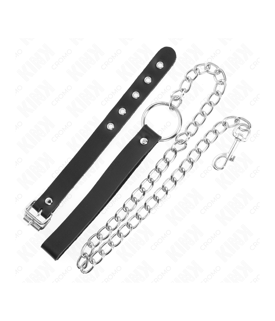 KINK - ANNEAU PÉNIS EN CUIR AVEC SANGLE 21,5 X 2 CM ET CHAÎNE EN MÉTAL 60 CM