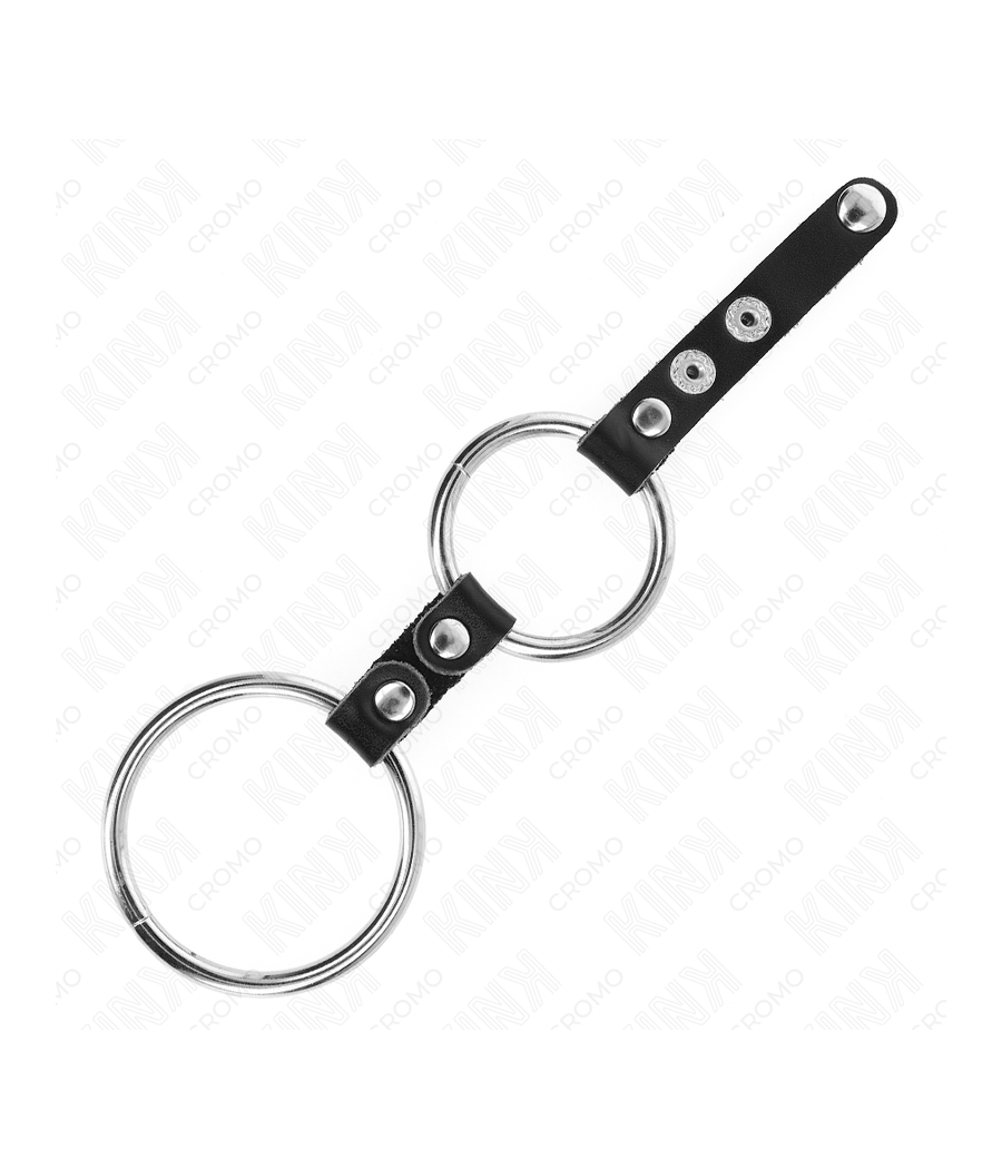 KINK - ANILLO PENE DOBLE 3.8 CM A 5 CM CONECTADOS POR CUERO