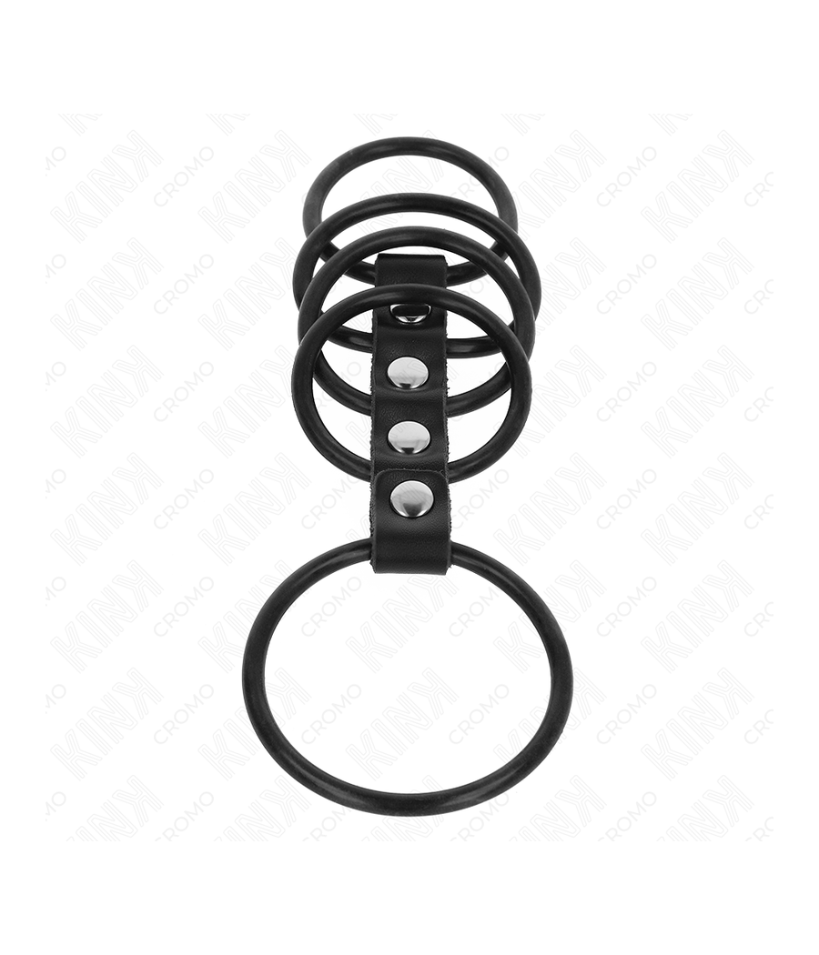 KINK - 5 PENISRINGE AUS SILIKON 3,8 CM BIS 4,8 CM DURCH LEDER VERBUNDEN