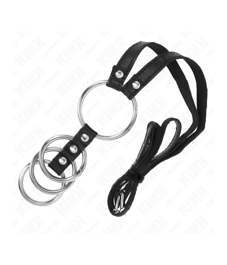 KINK - 4 ANÉIS DE METAL CONECTADOS DE 3,8 CM A 5 CM COM CINTO DE COURO 112 CM