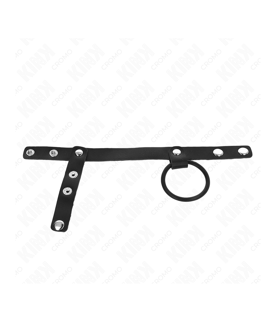 KINK - SILICONE PENIS RING 3.8 CM WITH BALL DIVIDER AND LEATHER STRAP 22 X 1.5 CM