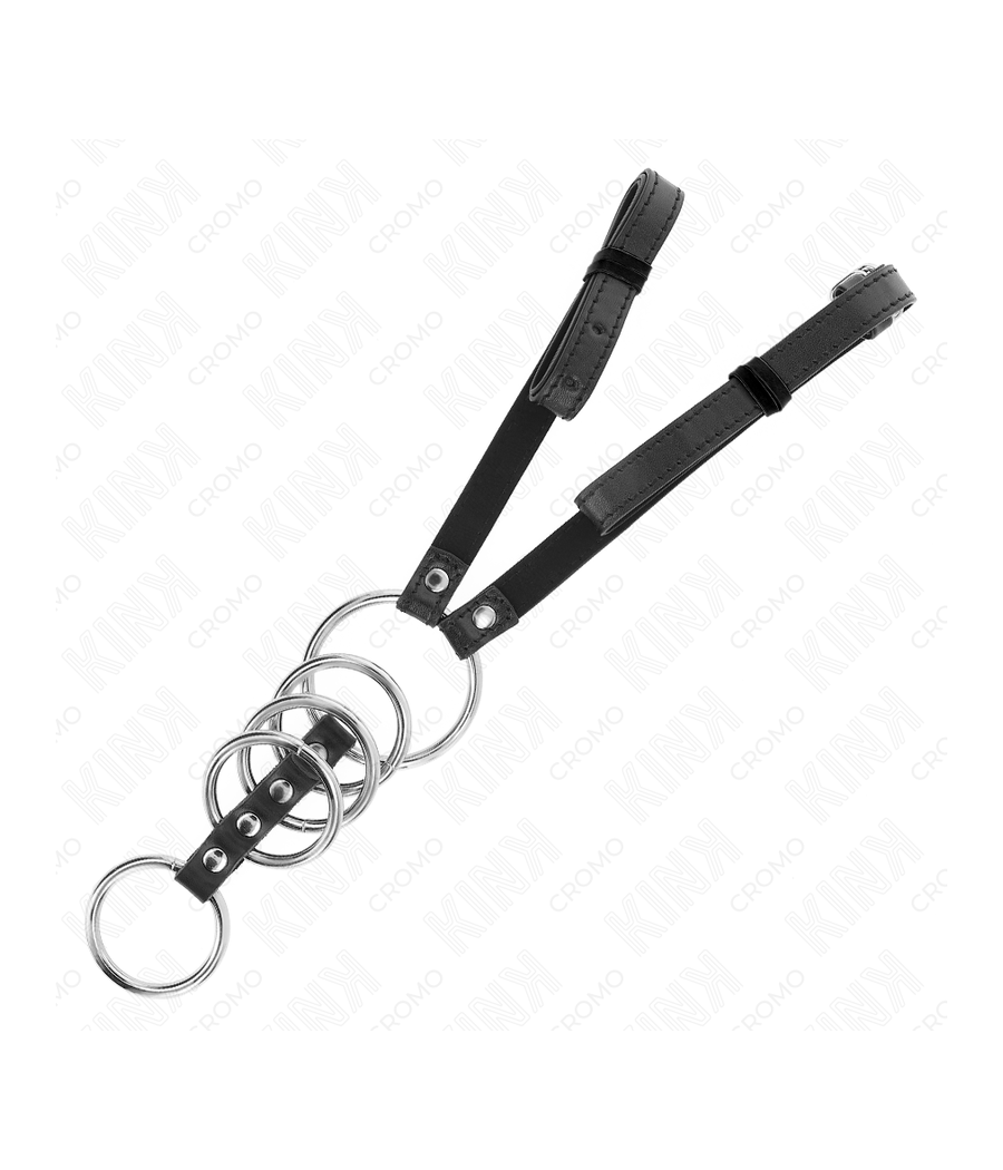 KINK - 5 ANILLOS PENE 3.8 CM A 5 CM METAL CON CINTURÓN POLIPIEL 112 CM