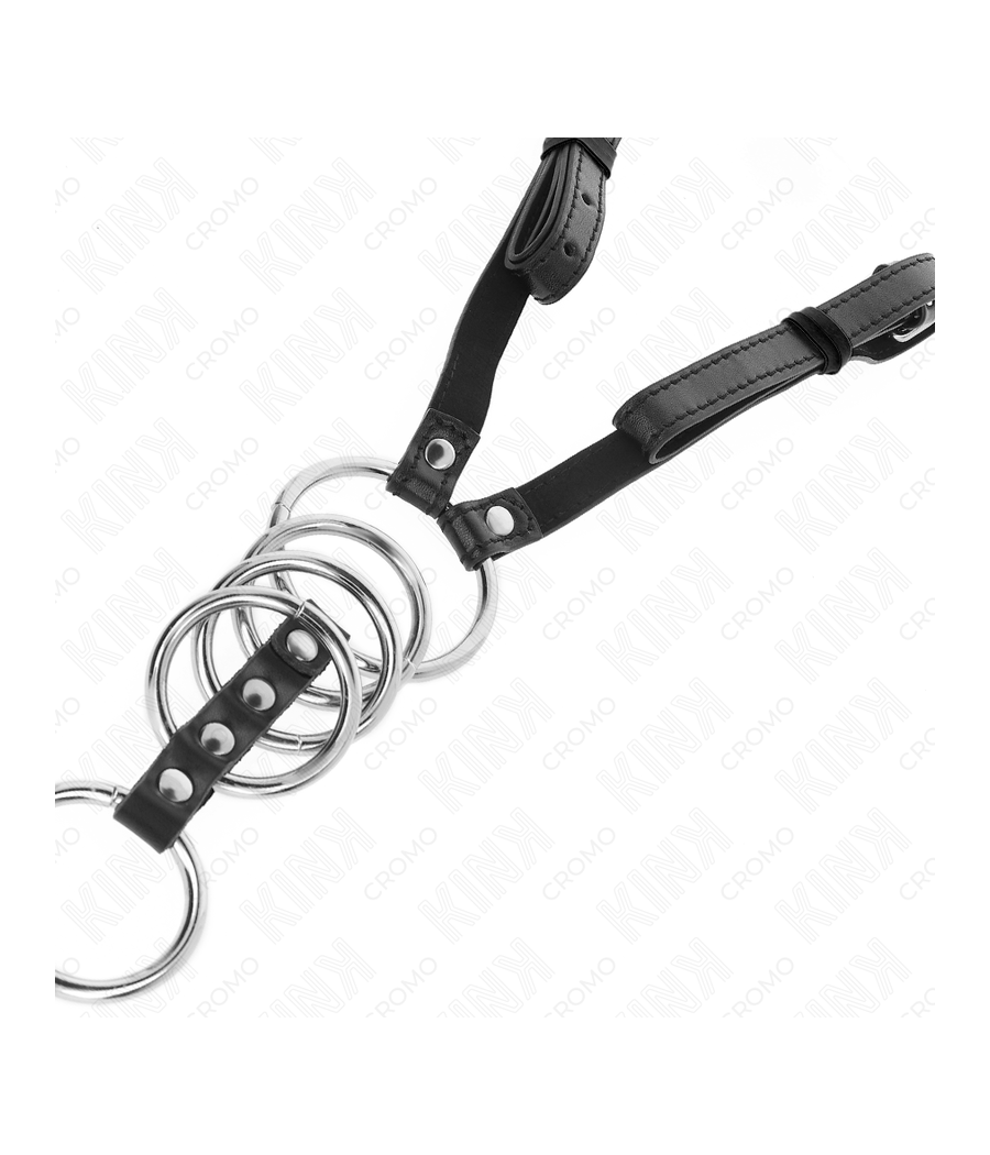 KINK - 5 PENISRINGE 3,8 CM BIS 5 CM METALL MIT LEDERGURT 112 CM