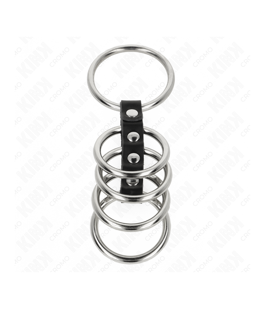 KINK - 5 PENISRINGE 3,7 CM BIS 5 CM METALL DURCH LEDER VERBUNDEN