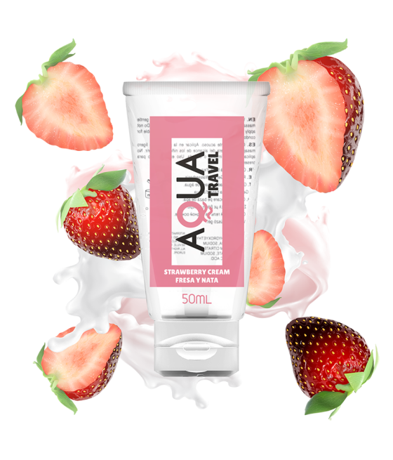 AQUA TRAVEL - STRAWBERRY CREAM FLAVOUR WATERBASED LUBRICANT - 50 ML