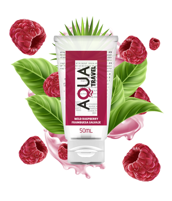 AQUA TRAVEL - WILD RASPBERRY FLAVOUR WATERBASED LUBRICANT - 50 ML