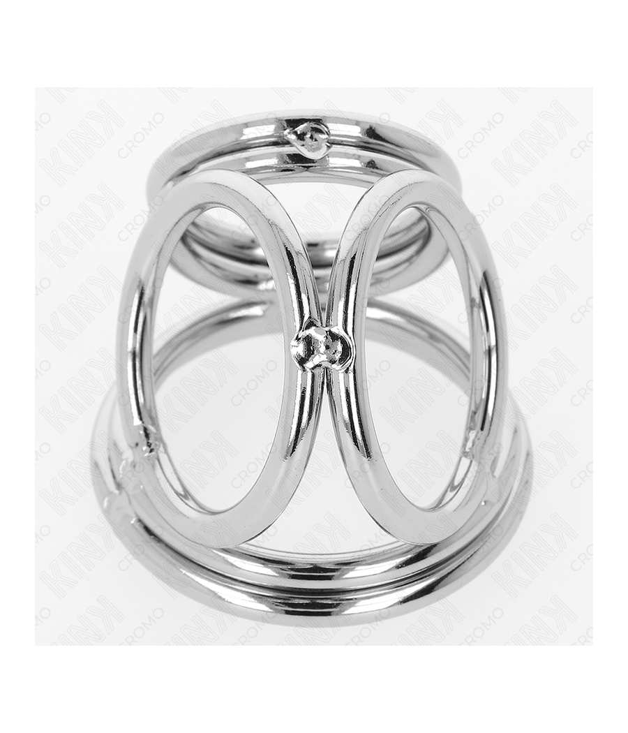 KINK - ANILLO PENE TRIPLE METAL CROMADO 3.8 CM A 5 CM MODELO 1