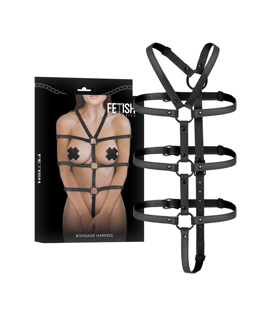 FETISH SUBMISSIVE BONDAGE - ADJUSTABLE HARNESS TORSO AND ARMS
