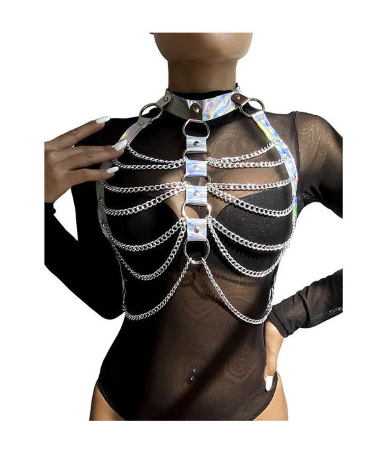 SUBBLIME - 953737 ARNÉS DE PECHO CON ANILLOS Y CADENAS PLATA TALLA ÚNICA