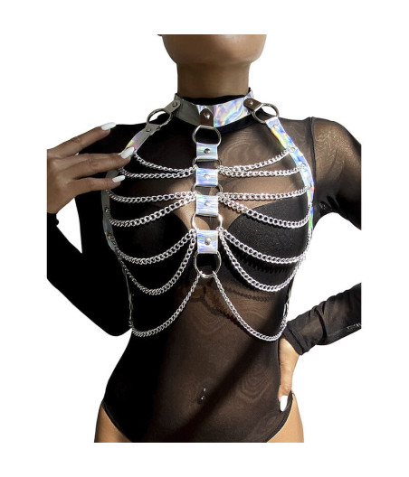 SUBBLIME - 953737 ARNÉS DE PECHO CON ANILLOS Y CADENAS PLATA TALLA ÚNICA