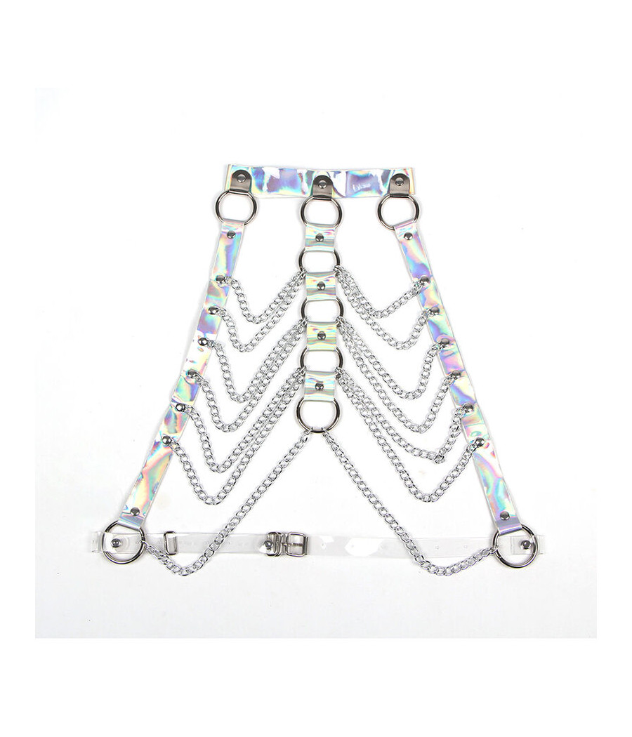 SUBBLIME - 953737 CHEST HARNESS WITH RINGS AND CHAINS SILVER ONE SIZE