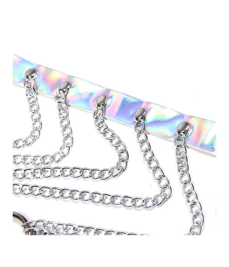 SUBBLIME - 953737 CHEST HARNESS WITH RINGS AND CHAINS SILVER ONE SIZE