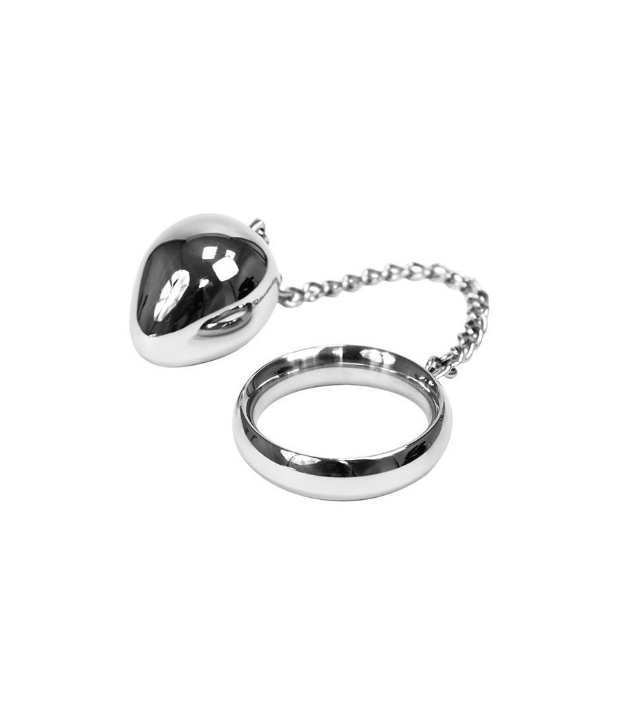 METAL HARD - COCK RING 40MM + CADENA CON BOLA METAL