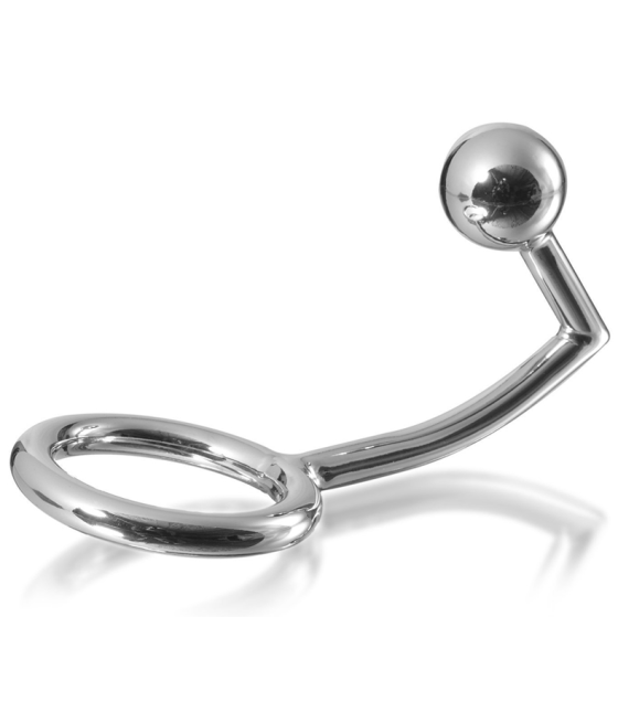 METAL HARD - COCK RING RING WITH ANAL INTRUDER HOOK 45MM