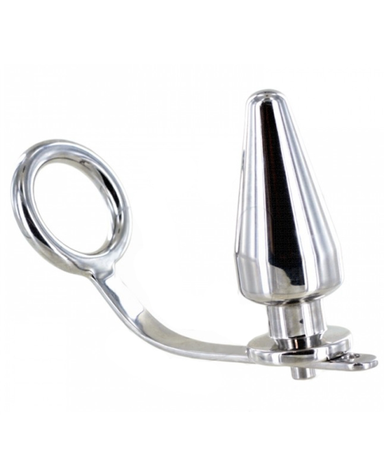 METAL HARD - STEEL RING WITH ANAL PLUG 80 X 55 MM