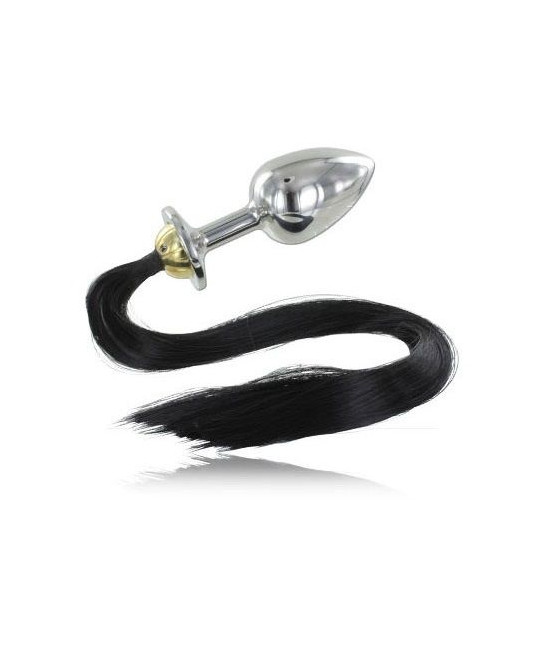 METAL HARD - STEEL ANAL PLUG WITH TAIL 8.89CM