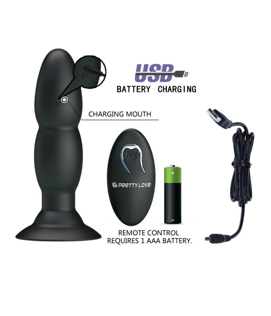 PRETTY LOVE - VIBRADOR LOVE PLUG E ROTAO POR CONTROLE REMOTO