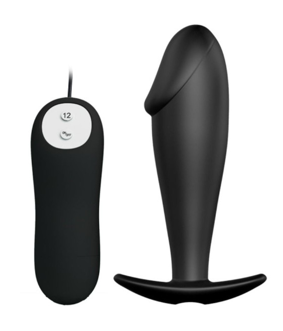 PRETTY LOVE - SILICONE ANAL PLUG FORMA DE PÊNIS E 12 MODOS DE VIBRAO PRETO