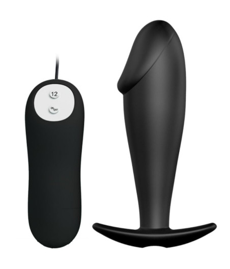 PRETTY LOVE - PLUG ANAL SILICONA FORMA PENE Y 12 MODOS VIBRACIÓN NEGRO
