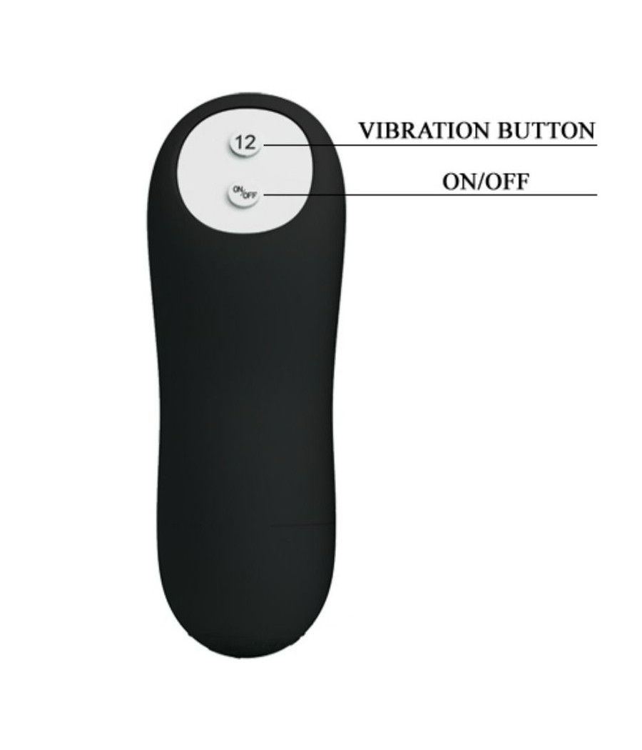 PRETTY LOVE - PLUG ANAL SILICONA ESTIMULACIÓN EXTRA Y 12 MODOS VIBRACIÓN NEGRO CONTROL REMOTO