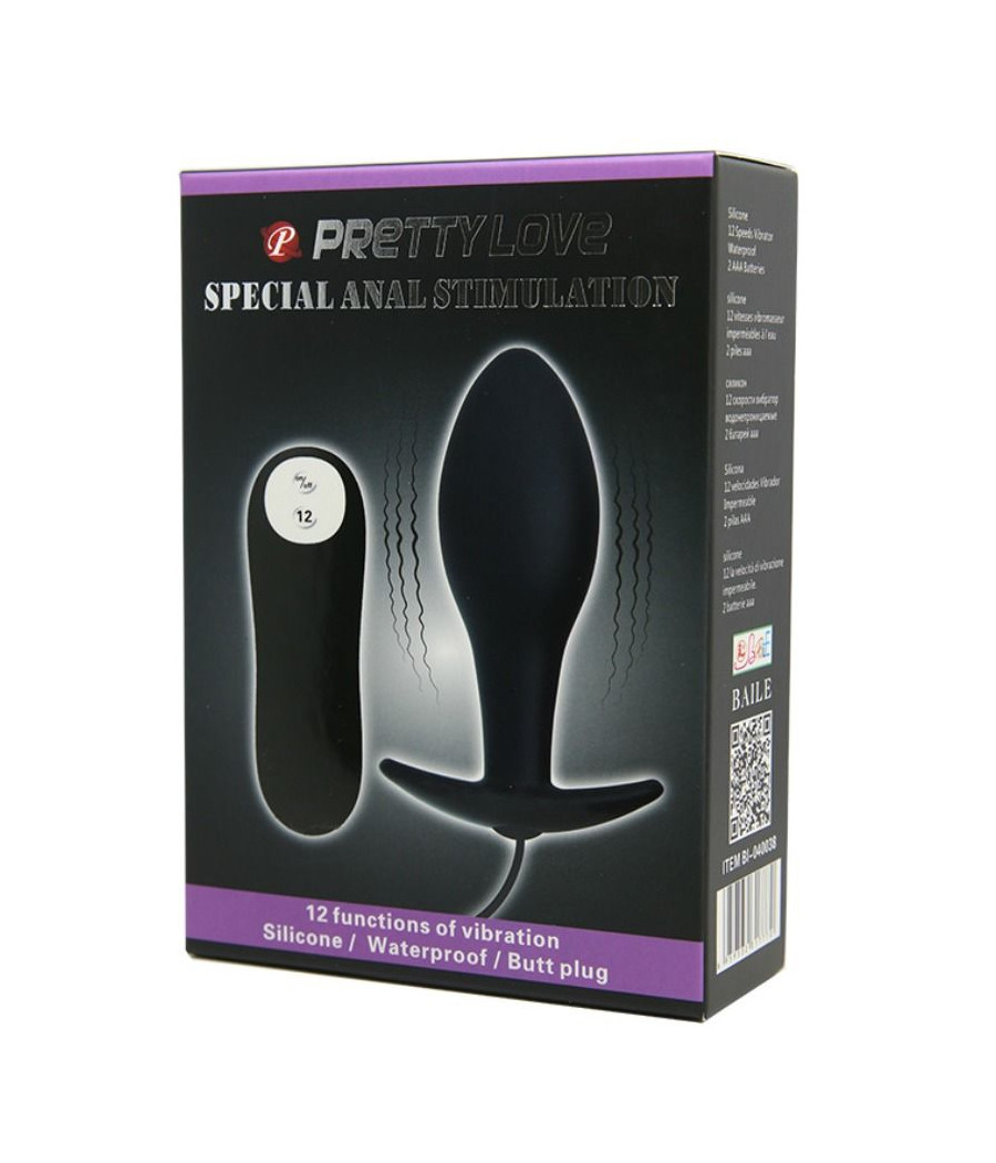 PRETTY LOVE - PLUG ANAL FORME DANCRE SILICONE 12 MODES DE VIBRATION NOIR