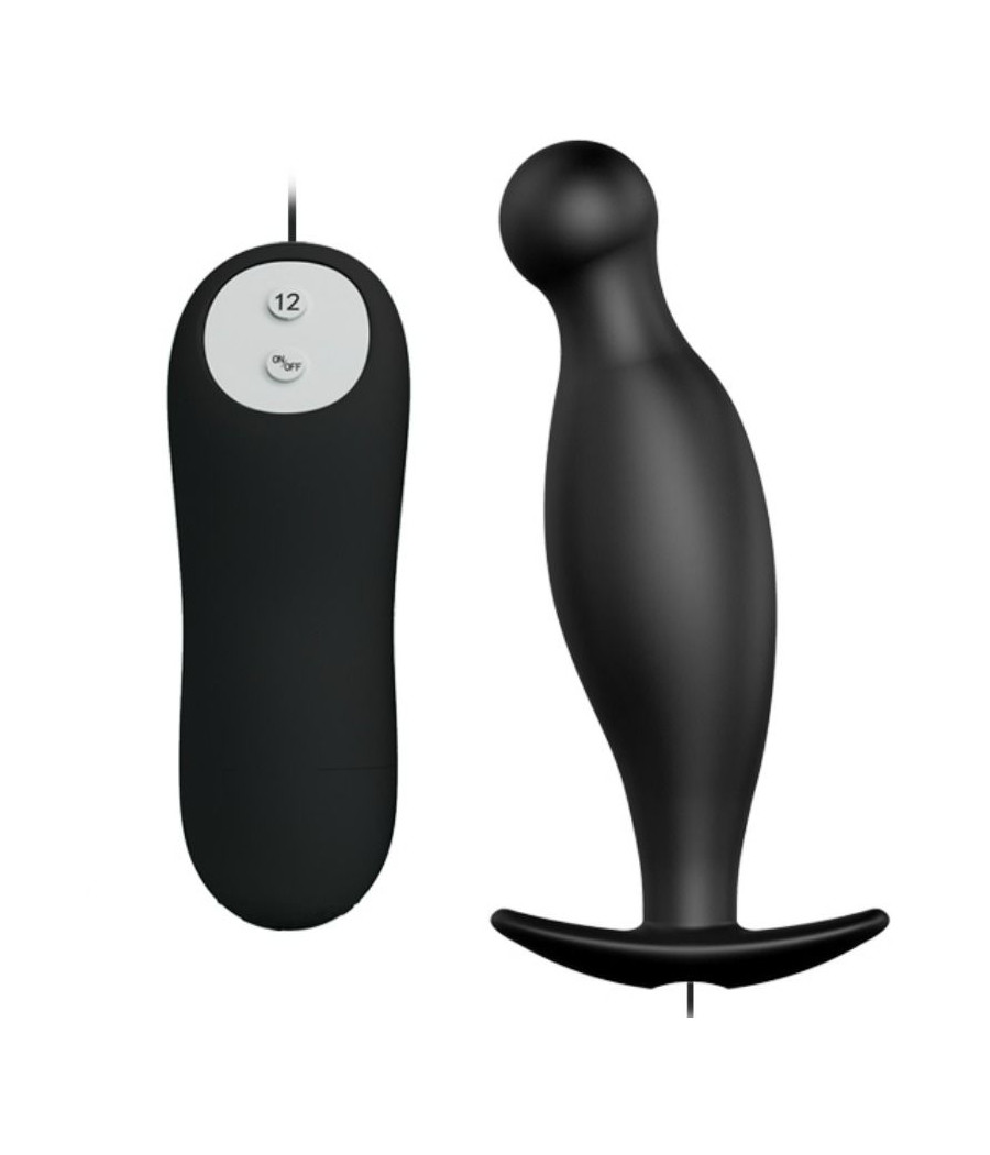 PRETTY LOVE - SILICONE ANAL PLUG 12 VIBRATION MODES BLACK