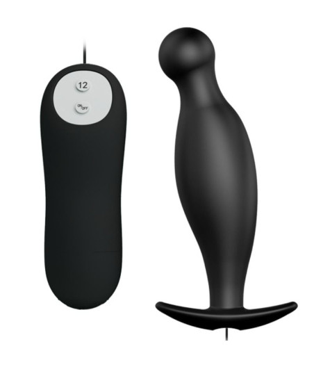 PRETTY LOVE - SILICONE ANAL PLUG 12 VIBRATION MODES BLACK