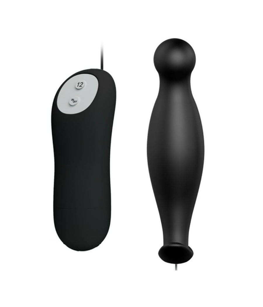 PRETTY LOVE - PLUG ANAL DE SILICONE 12 MODOS DE VIBRAO PRETO