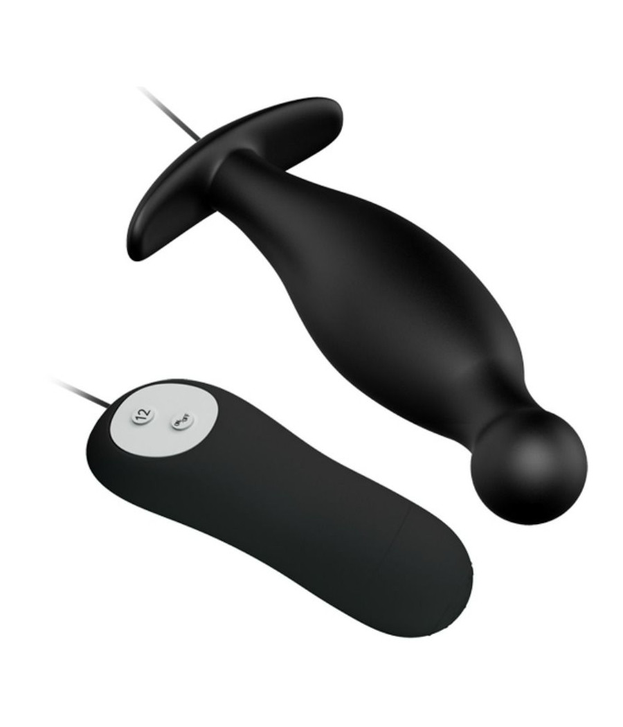 PRETTY LOVE - SILICONE ANAL PLUG 12 VIBRATION MODES BLACK