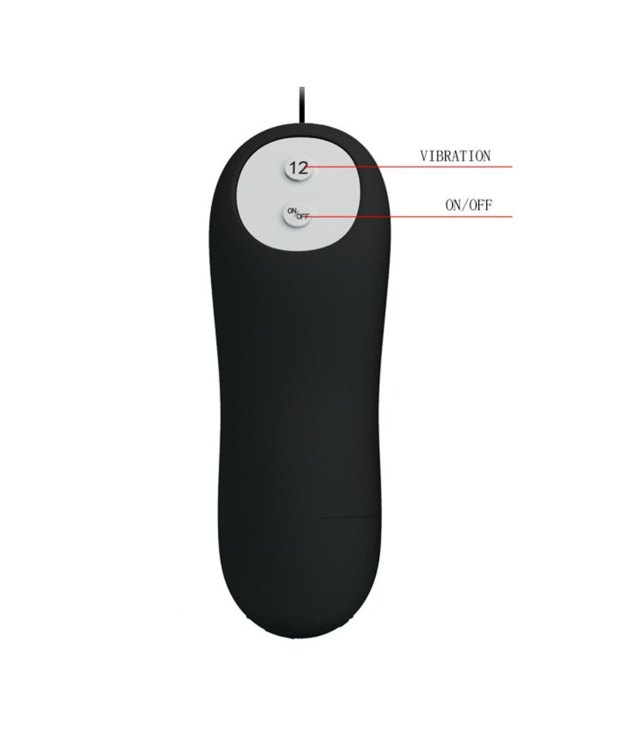 PRETTY LOVE - SILIKON ANALPLUG 12 VIBRATIONSMODI SCHWARZ