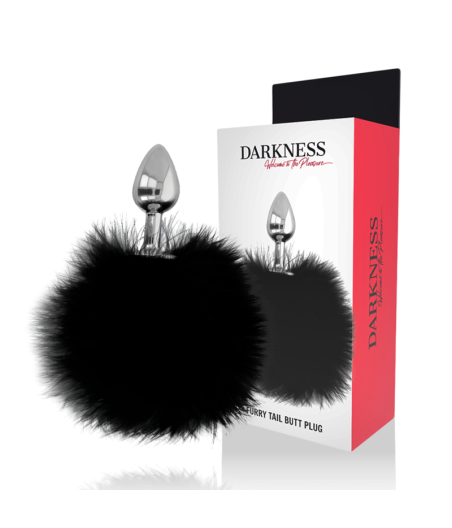 DARKNESS - EXTRA ANAL BUTTPLUG WITH TAIL BLACK 7 CM