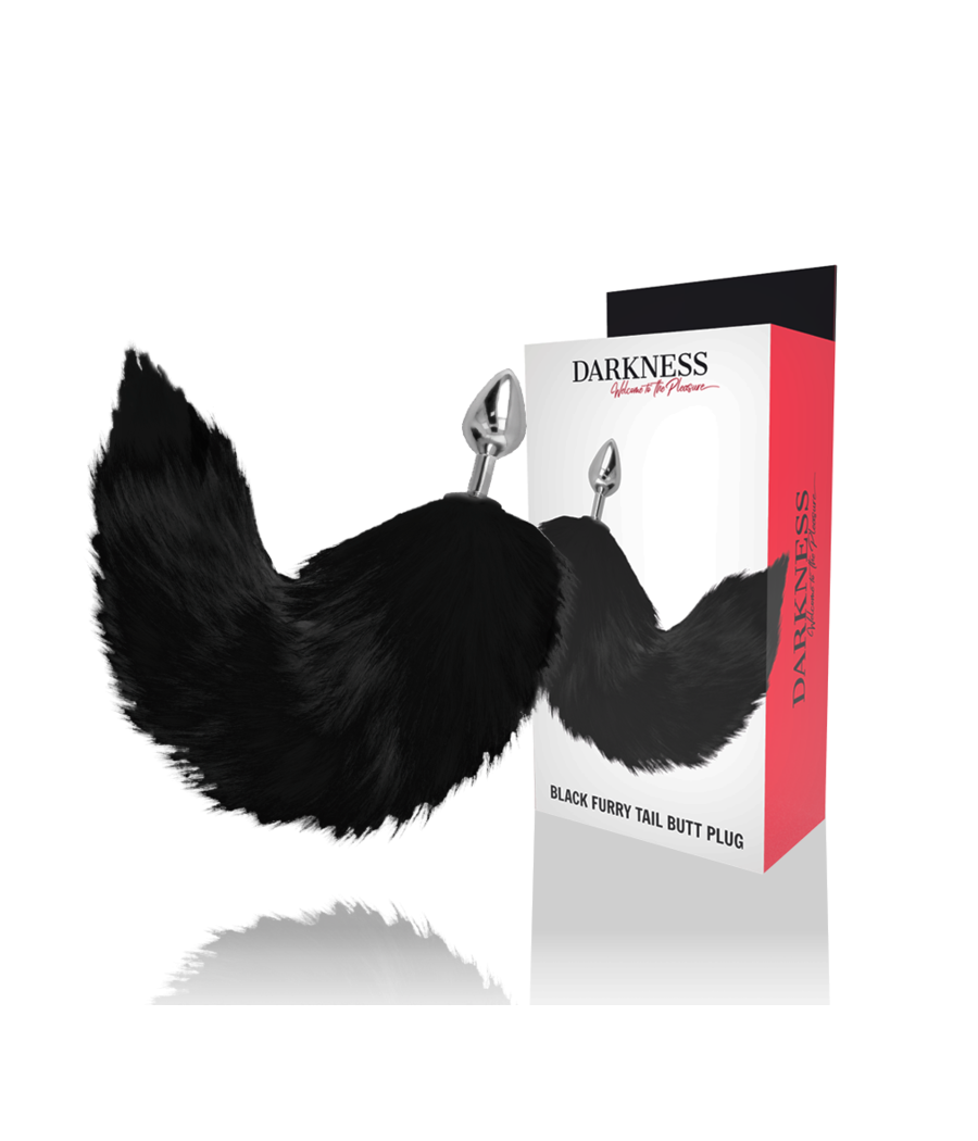 DARKNESS - PLUG ANAL PRATA 8 CM COM CAUDA PRETA