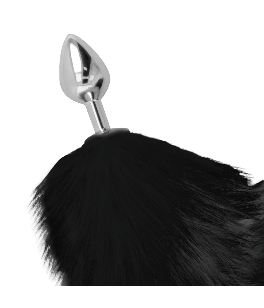 DARKNESS - PLUG ANALE ARGENTO 8 CM CON CODA NERA