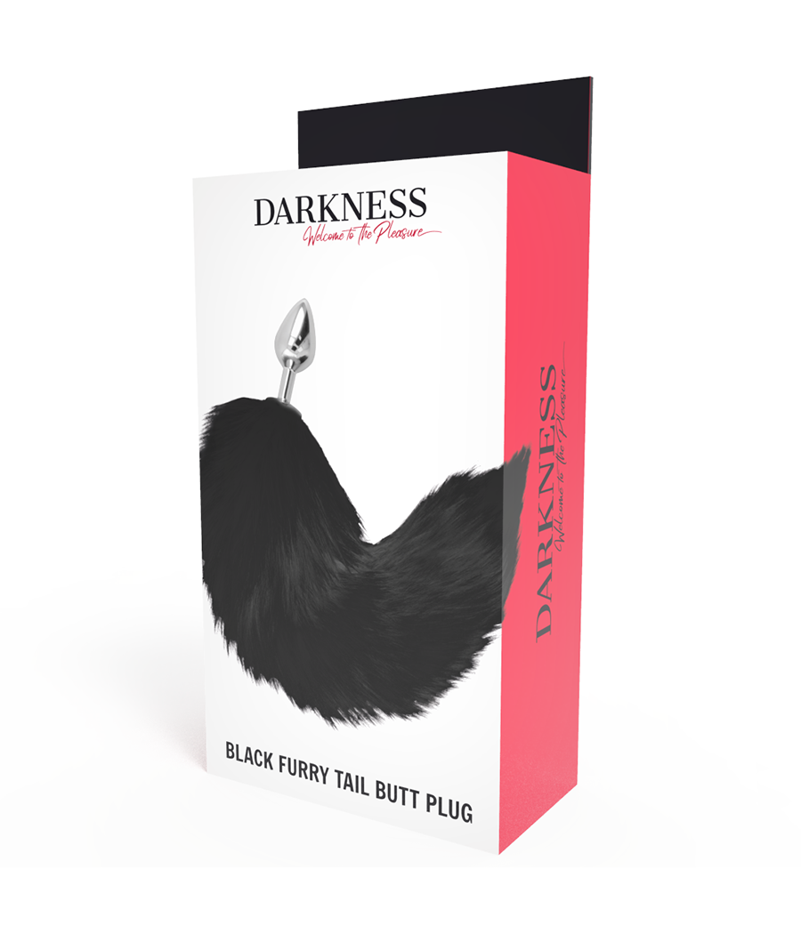DARKNESS - SILVER ANAL PLUG 8 CM WITH BLACK TAIL