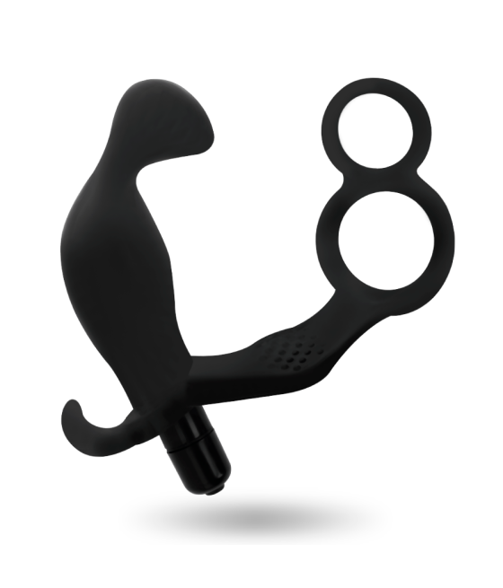 ADDICTED TOYS - ANALPLUG MIT DOPPELTEM PENISRING UND HODEN SCHWARZ