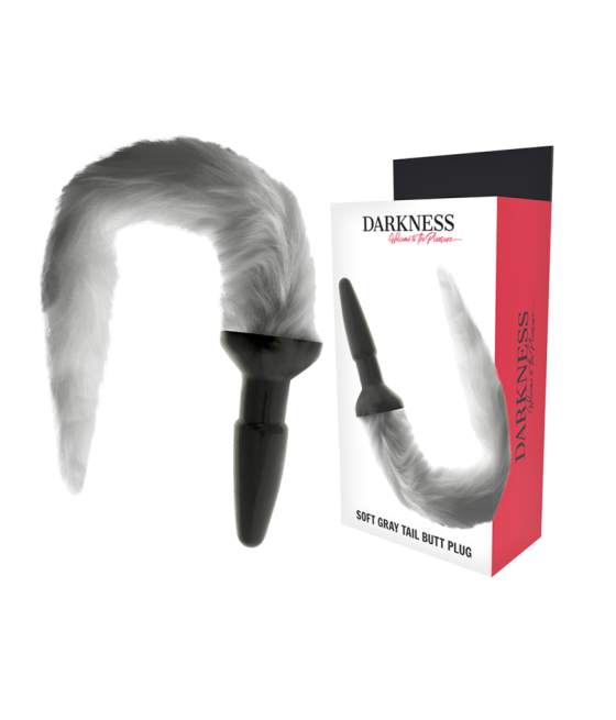 DARKNESS - PLUG ANAL SILICONA CON COLA GRIS