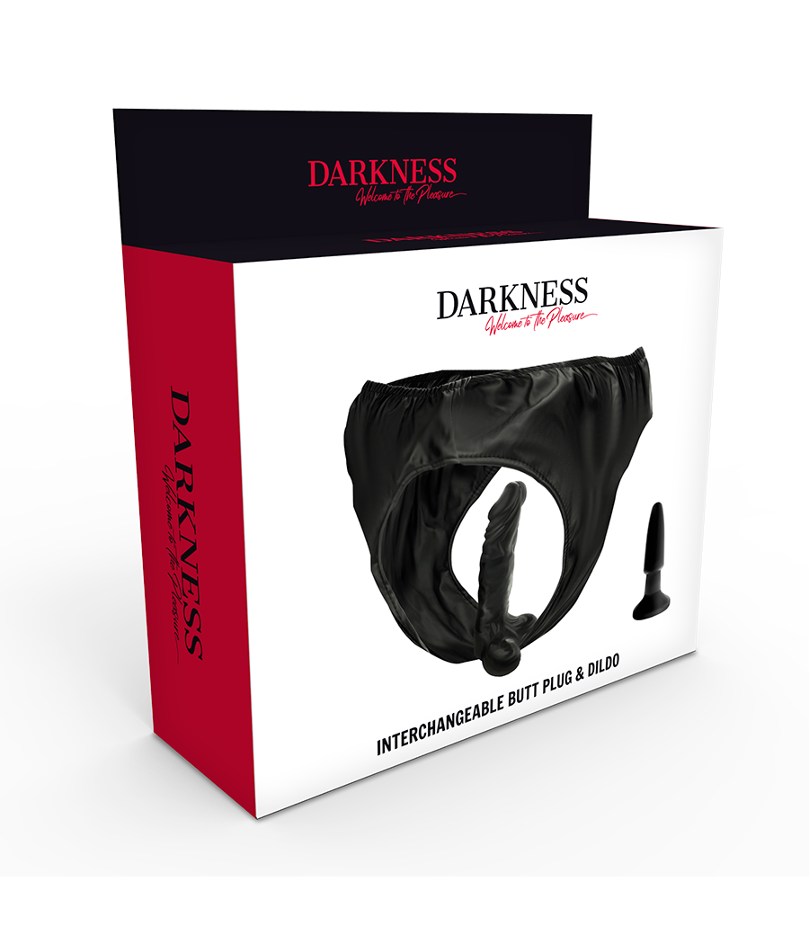 DARKNESS - PANTIES WITH PLUG AND INTERCHANGEABLE DILDO