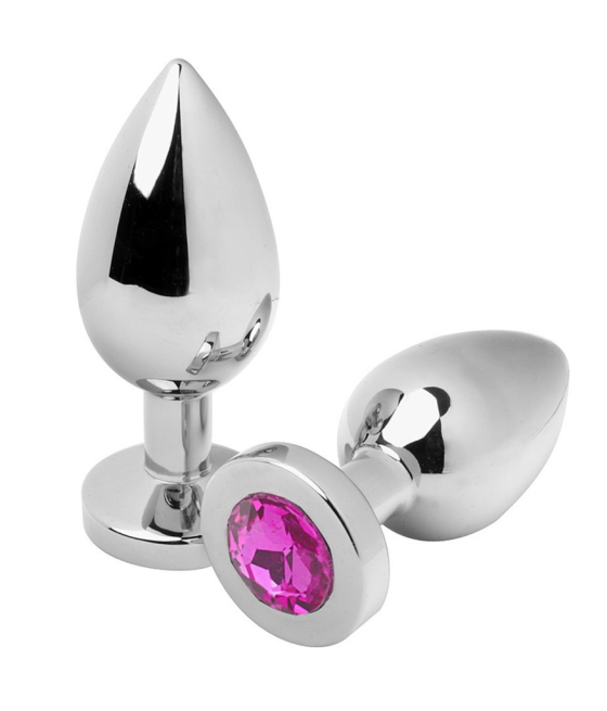 METAL HARD - PLUG ANAL DIAMANTE ROSA MÉDIO 7,62CM