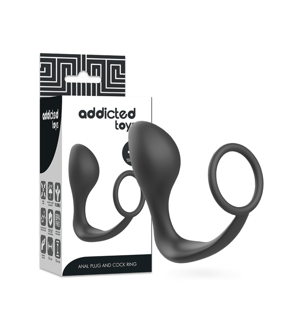 ADDICTED TOYS - PLUG ANAL CON ANILLO SILICONA NEGRO