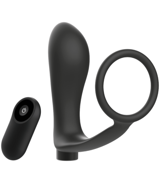 ADDICTED TOYS - PENIS RING WITH REMOTE CONTROL ANAL PLUG BLACK RECHARGEABLE
