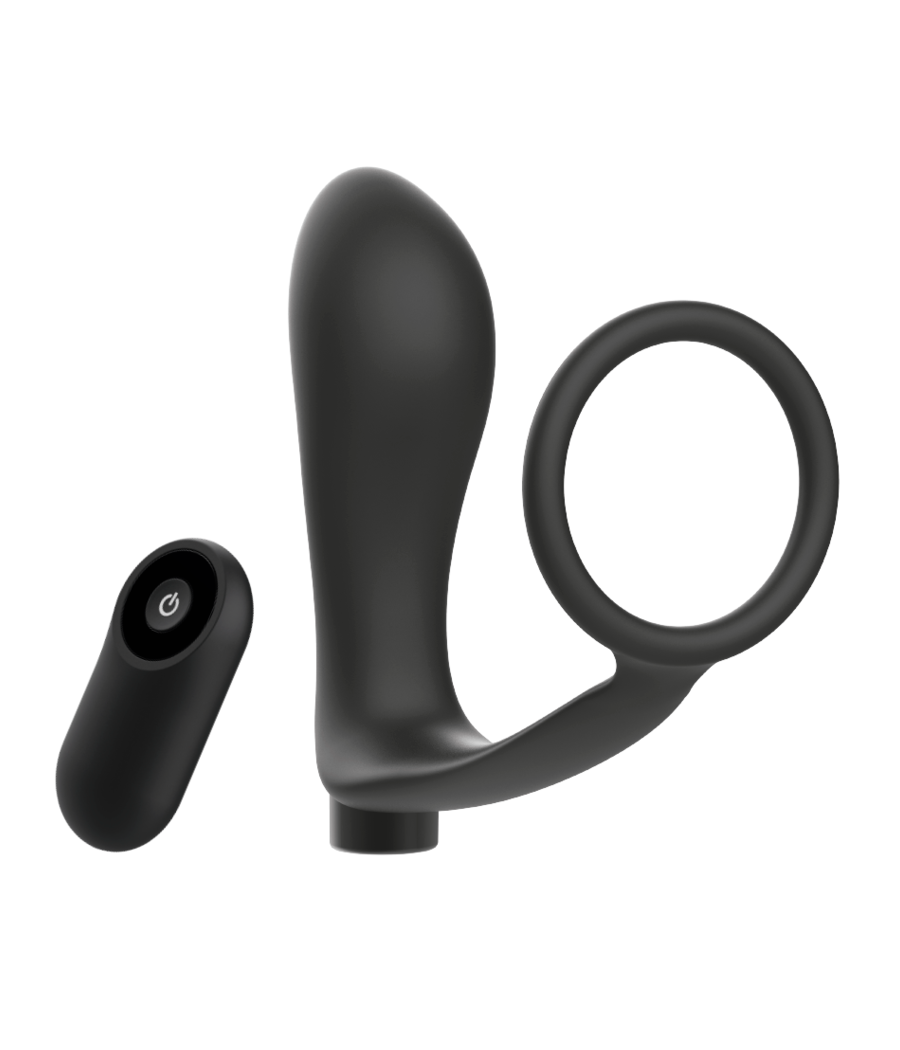 ADDICTED TOYS - PENIS RING WITH REMOTE CONTROL ANAL PLUG BLACK RECHARGEABLE