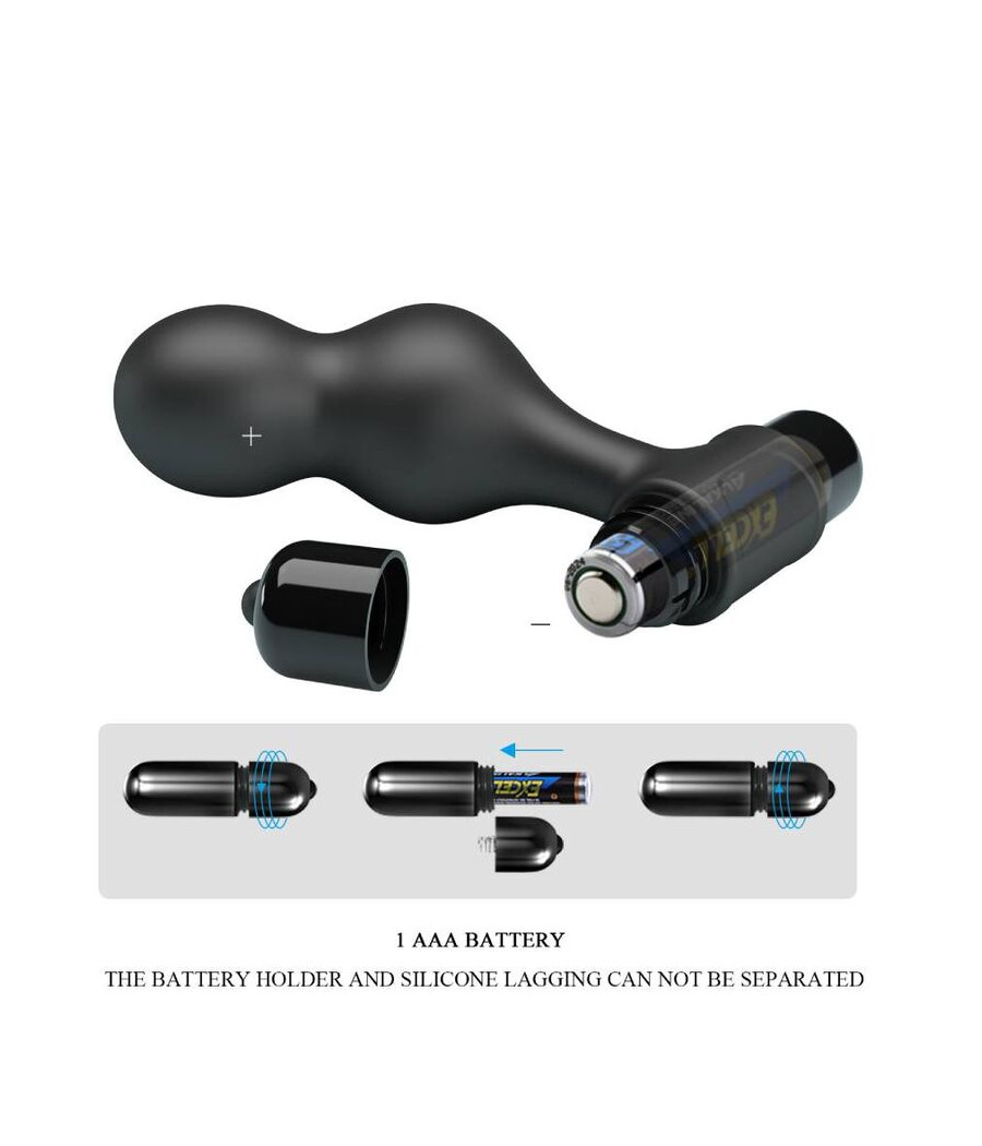 MR PLAY - PLUG ANAL VIBRADOR DE SILICONA NEGRO