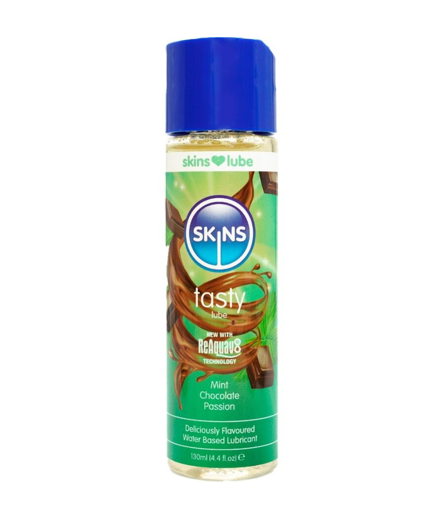 SKINS - LUBRIFICANTE SABOROSO À BASE DE ÁGUA COM SABOR DE HORTELÃ E CHOCOLATE 130 ML